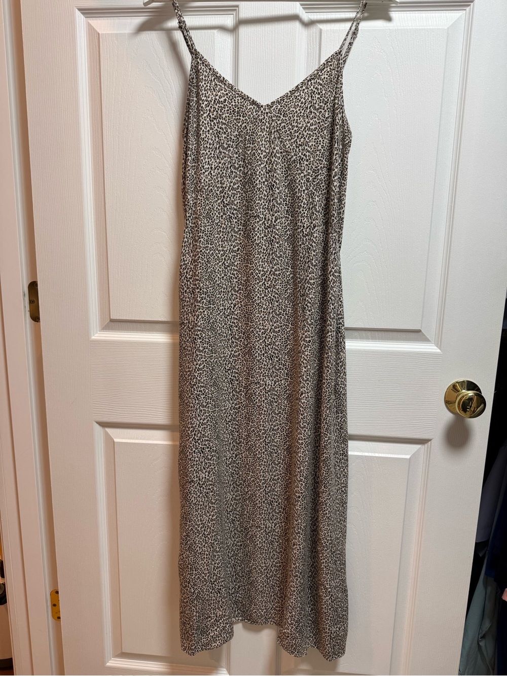 Jenni Kayne Cream Leopard Print Spaghetti Strap Slip Dress